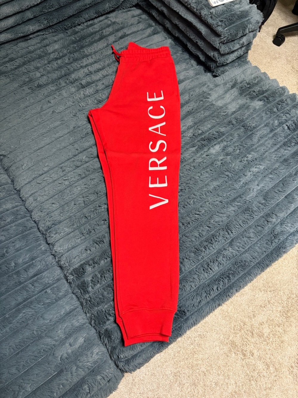 Versace Mens Red Logo Sweatpants